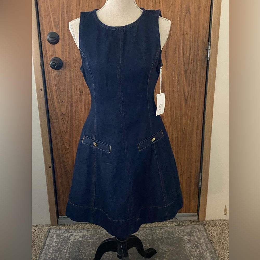 NWT Stylish soft Denim A line Sleeveless Dress. Sz 4